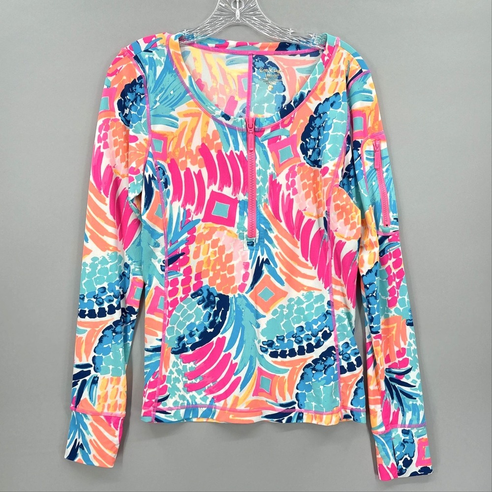 Lilly Pulitzer Shirt Womens Medium Kona Sunguard Rash Guard Luxletic Long Sleeve